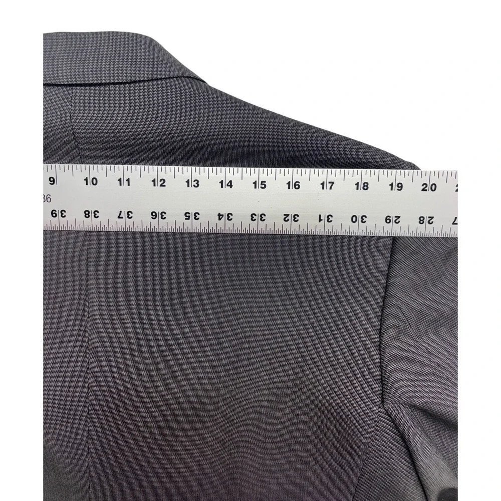 vtg Zanieri Italy 40R 34x29 Gray Micro Check 2pc Pant Suit Pleated High Waisted